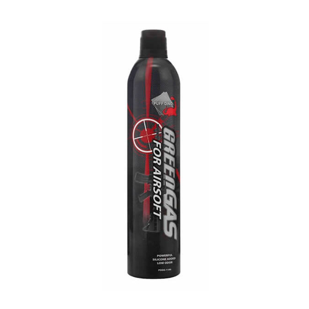 BOTELLA GREEN GAS PUFF DINO C/SILICONA 12K 600ML NEGRO