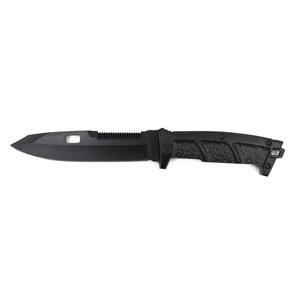 CUCHILLO ALPINO TACTICO SIERRA ROMPECRI.CUADRADO C/FUNDA CUERO NEGRO
