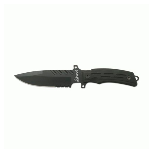 [15051] CUCHILLO ALPINO TACTICO C/FUNDA CUERO NEGRO