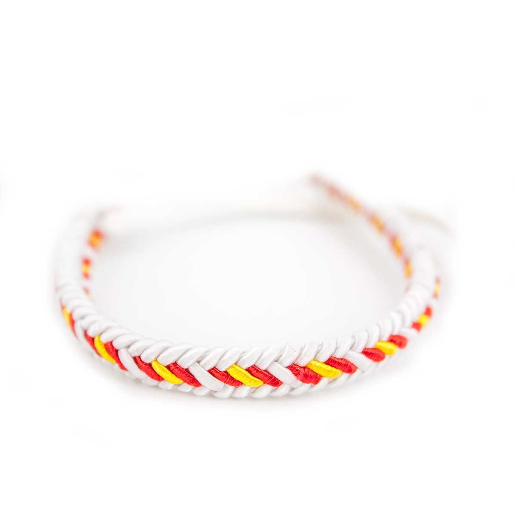 PULSERA ESPAÑA TERMINAL CUERO BLANCA