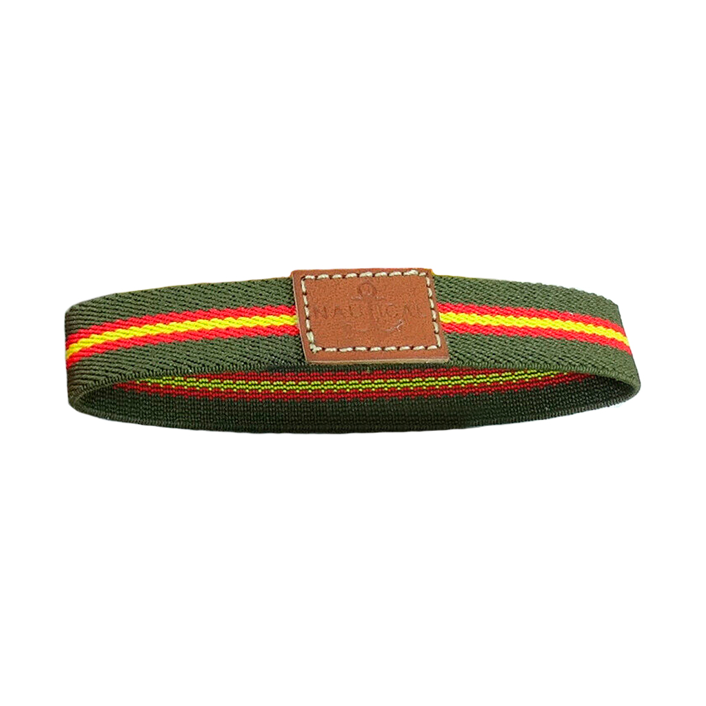 PULSERA ESPAÑA ELASTICA CUADRADO CUERO VERDE