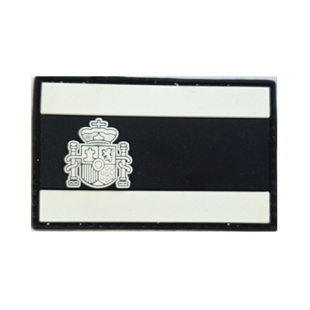 PARCHE PVC BANDERA ESPAÑA FLUORESCENTE NEGRO-BLANCO