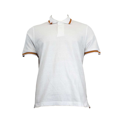 [111777-WH-S] POLO BANDERA ESPAÑA BLANCO (S)
