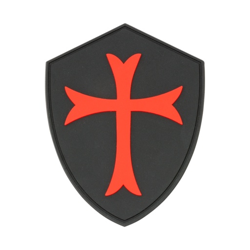 [09943] PARCHE PVC BARBARIC TEMPLARIO CRUZ NEGRO-ROJO