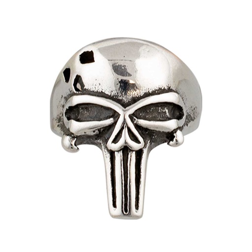 [09983] ANILLO PUNISHER CORTADO PLATA-NEGRO (20)