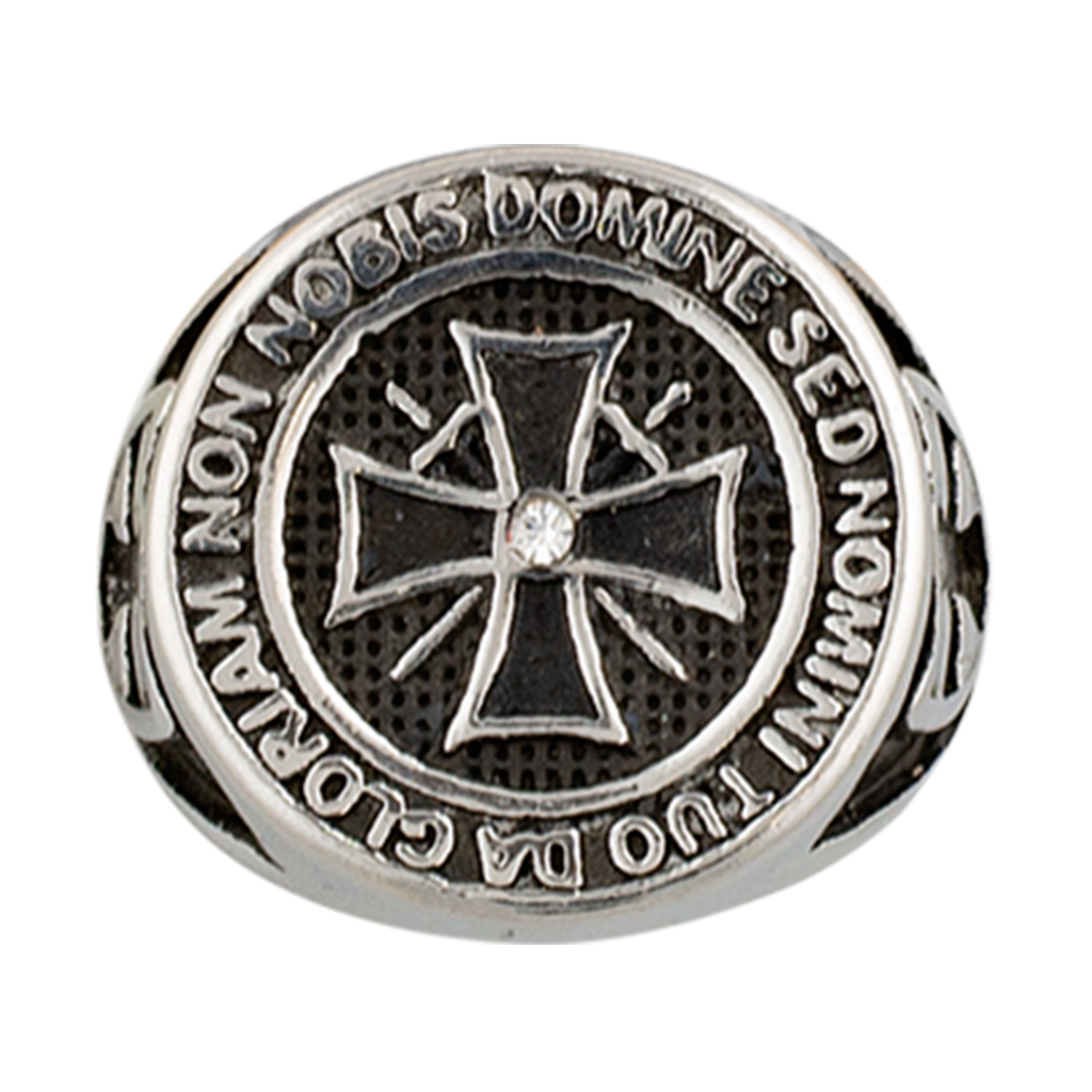 ANILLO TEMPLARIO ESCUDO PLATA-NEGRO
