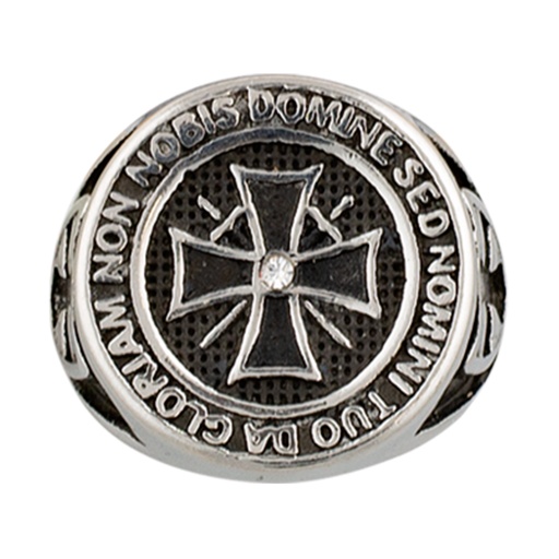 [09980-20] ANILLO TEMPLARIO ESCUDO PLATA-NEGRO (20)