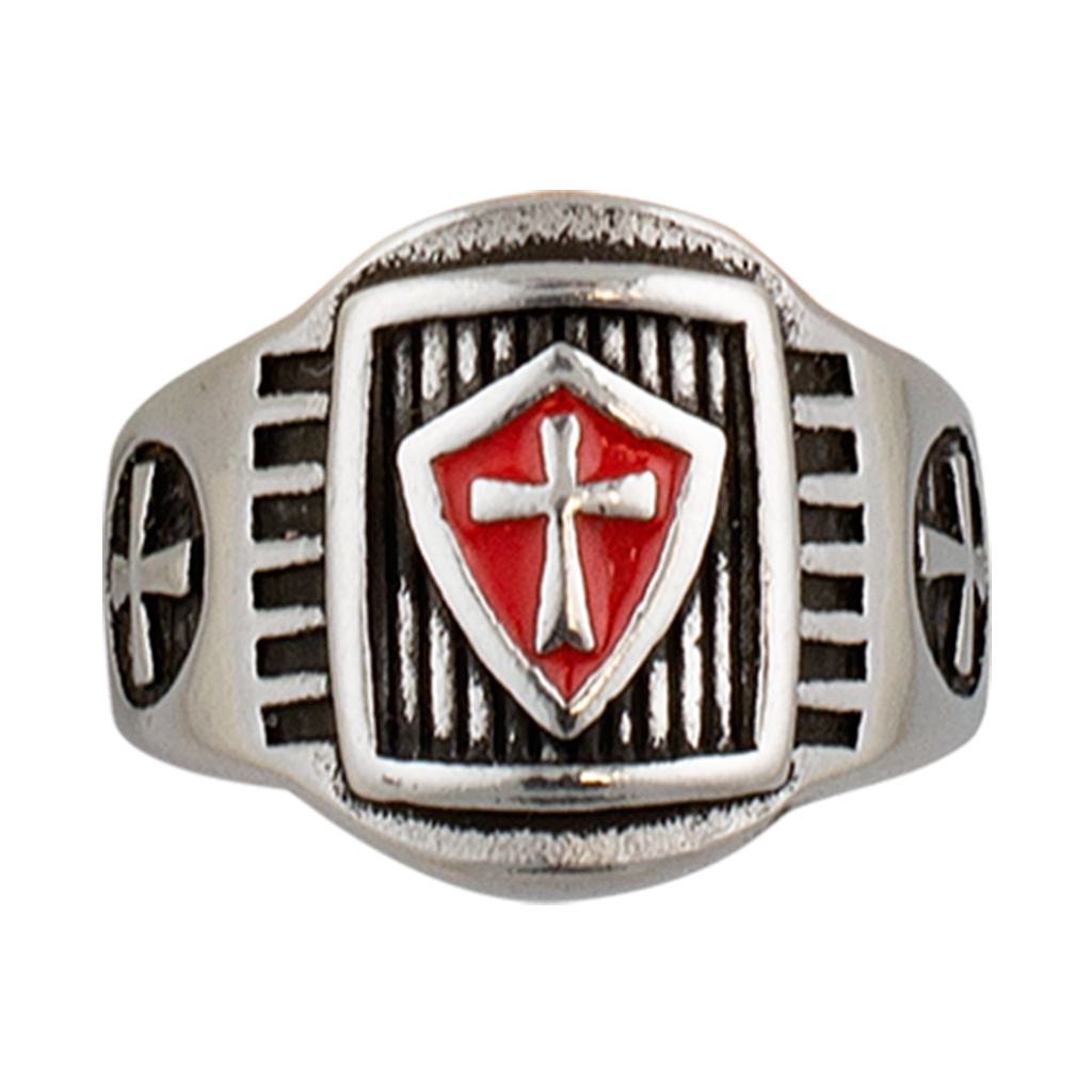 ANILLO TEMPLARIO CRUZ NEGRO-ROJO