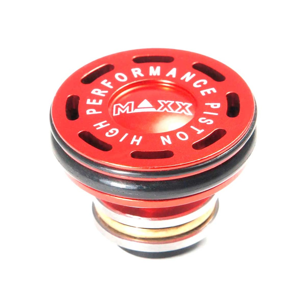 CABEZA PISTON MAXX MODEL C/DOBLE JUNTA TORICA CNC ALUMINIO ROJA