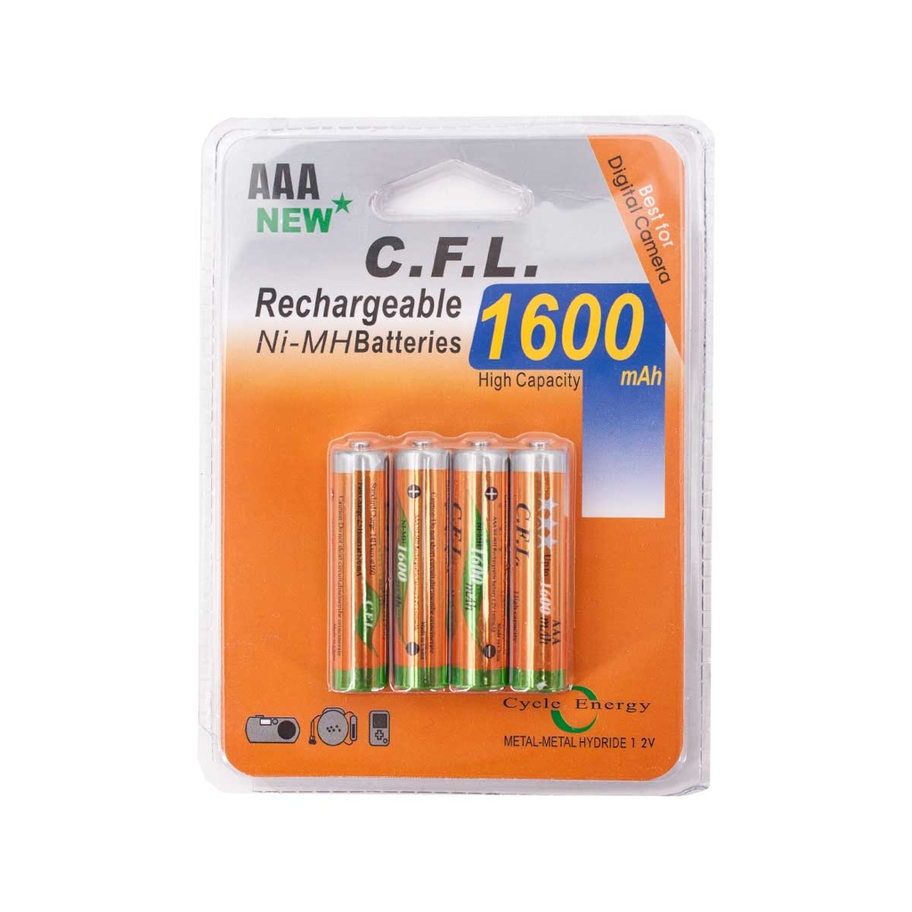 PILA RECARGABLE AAA 4PCS PLATA-NARANJA
