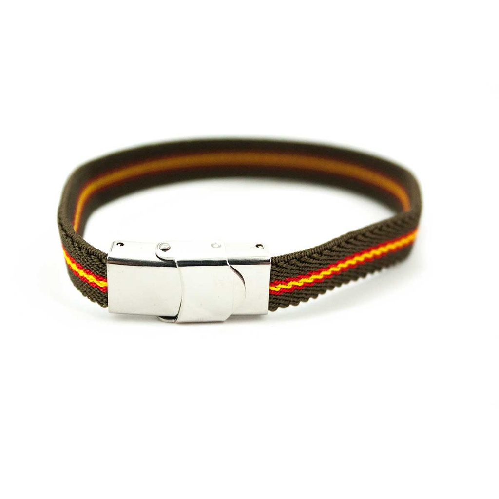 PULSERA ESPAÑA ELASTICA CIERRE METALICO VERDE