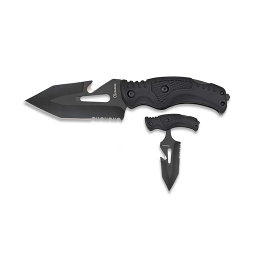 [32316] CUCHILLO ALBAINOX TACTICO CONVERTIBLE A SKINNER NEGRO