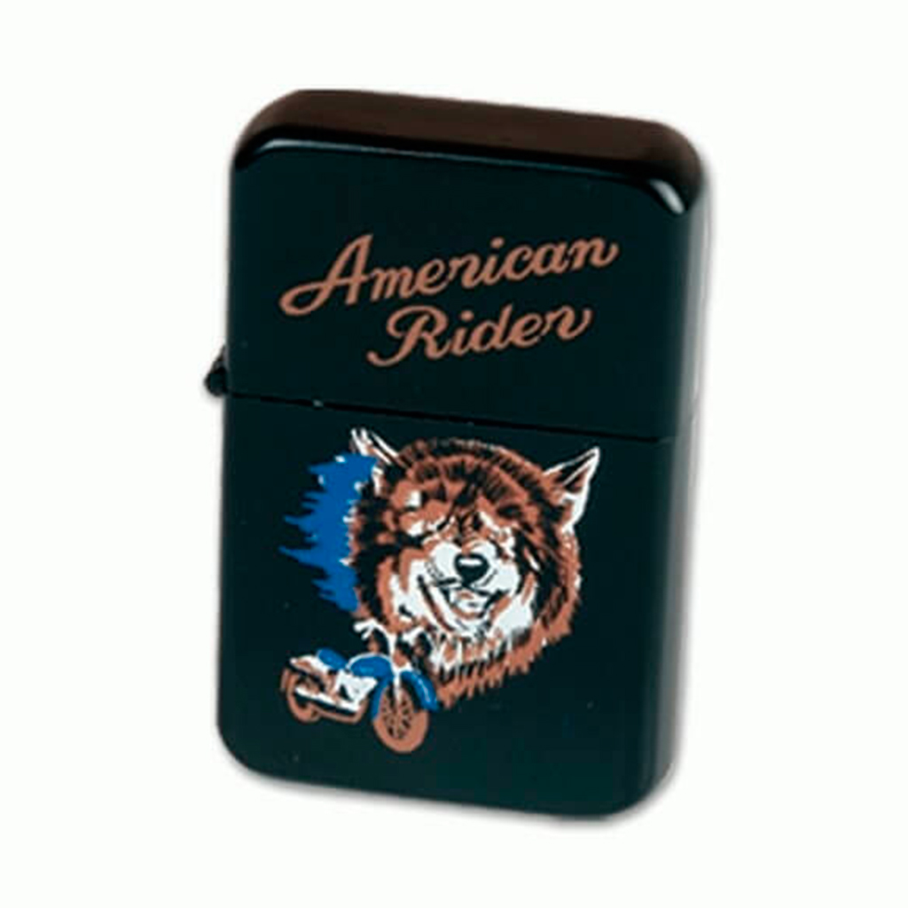 MECHERO ZIPPO LOBO MOTO MARRON-CELESTE