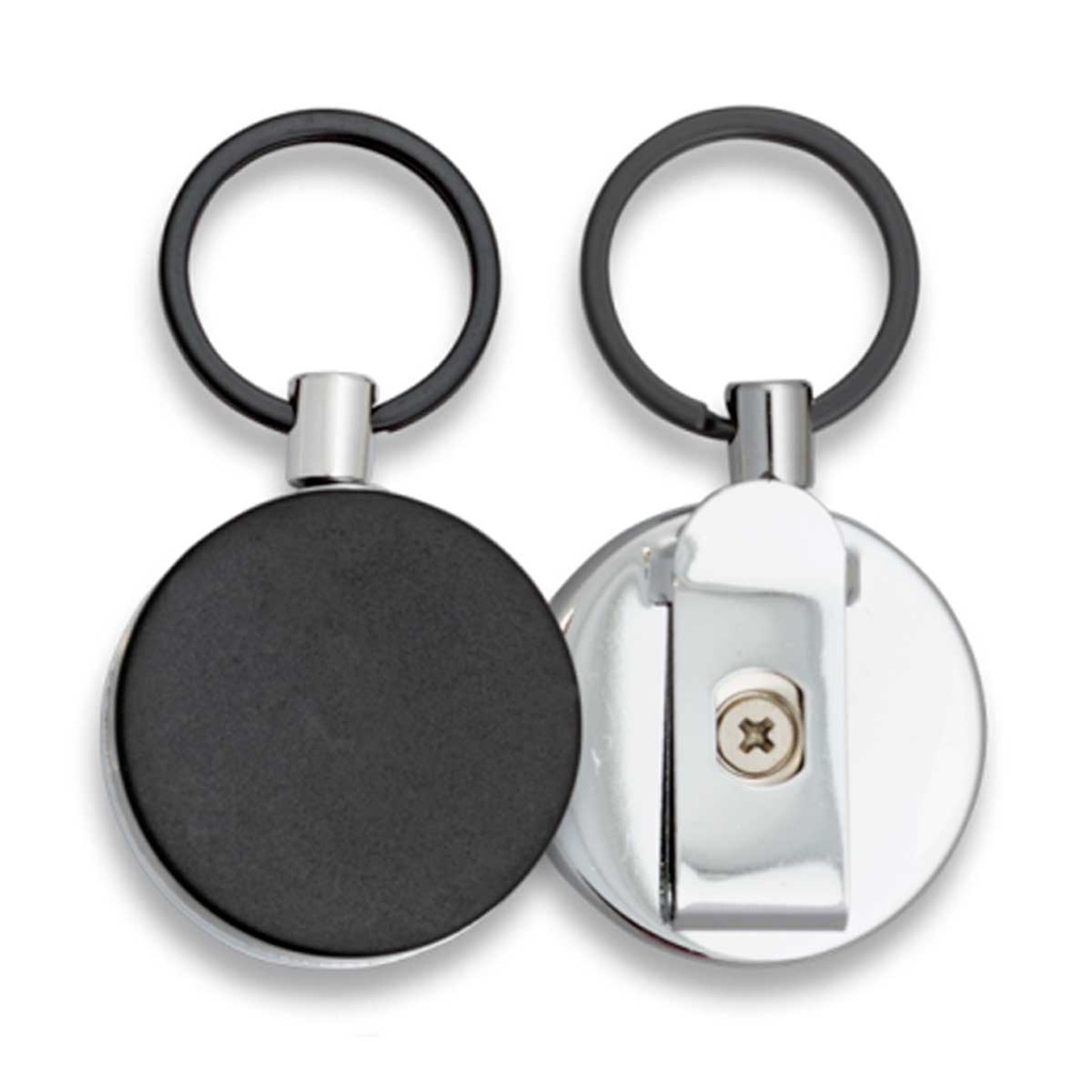 LLAVERO EXTENSIBLE METALICO NEGRO PLATA
