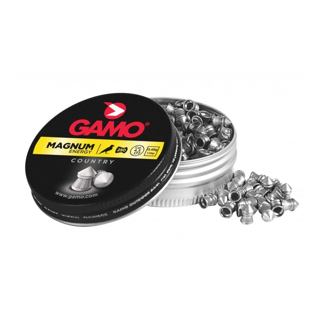 PERDIGONES GAMO 4.5 MAGNUM PUNTA 250PCS PLATA