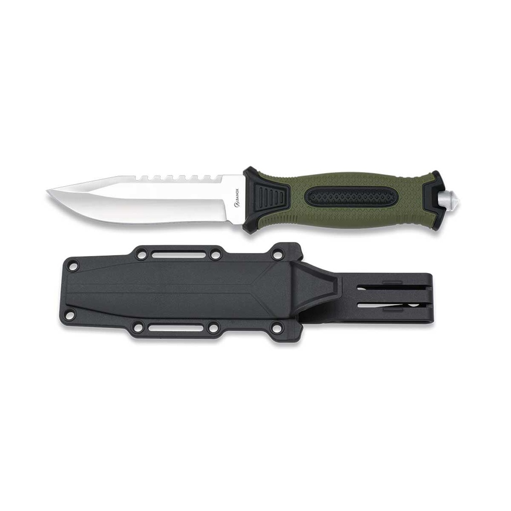 CUCHILLO ALBAINOX 12CM C/FUNDA RIGIDA VERDE-NEGRO