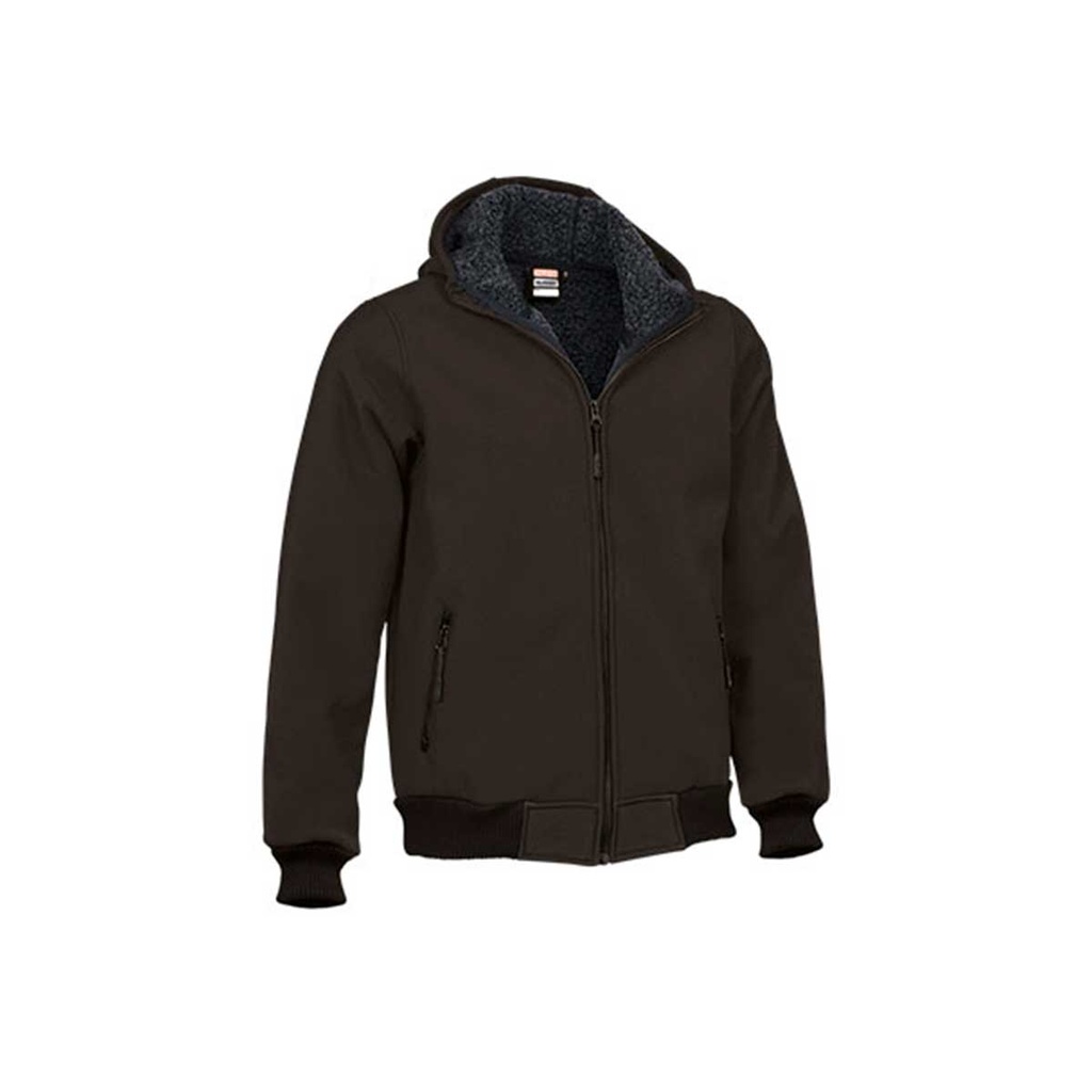 CHAQUETA SOFTSHELL BLUMMER CAPUCHA BORREGO NEGRA