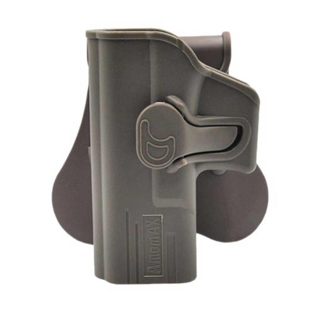 FUNDA PISTOLA RIGIDA ZURDOS AMOMAX GLOCK 19/23/32 TAN