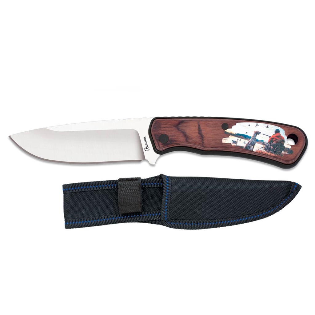 CUCHILLO ALBAINOX CAZA 3D PERRO MADERA