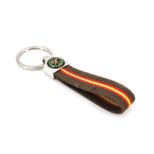 [344043-LG] LLAVERO ESPAÑA ELASTICO ARRIBA METALICO LEGION VERDE