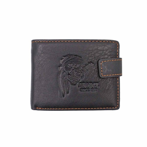 [Z347] CARTERA PIEL CALAVERA PIRATA PAÑUELO NEGRO