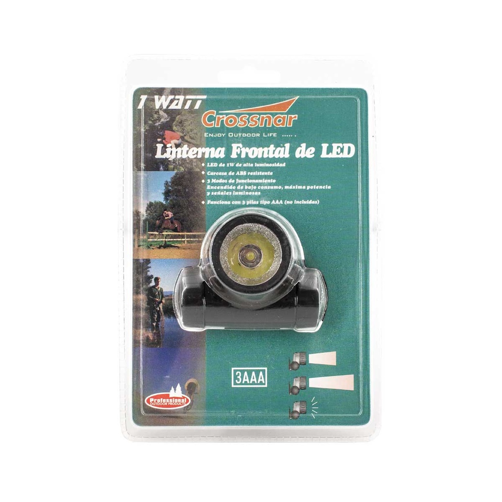LINTERNA CROSSNAR FRONTAL  LED 1W NEGRA
