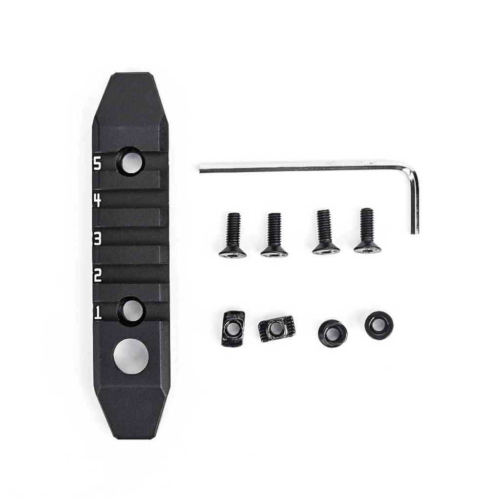 RAIL METAL 5 HUECOS M-LOK/KEYMOD ALUMINIO NEGRO