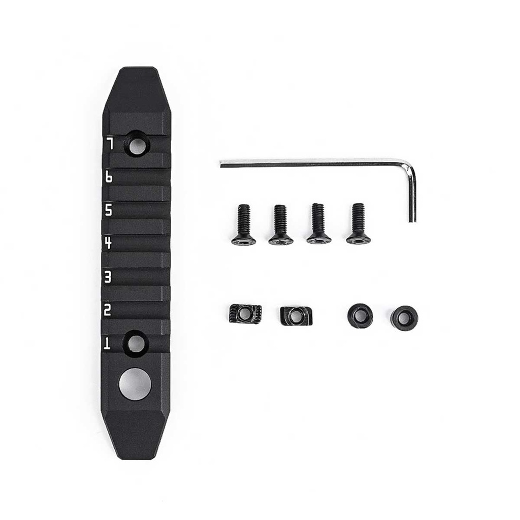RAIL METAL 7 HUECOS M-LOK/KEYMOD ALUMINIO NEGRO
