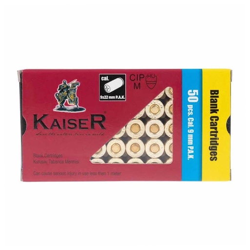 [K9U] BALAS DETONADORAS FOGUEO KAISER 9MM 50PCS DORADA