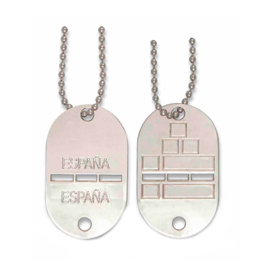CHAPA IDENTIFICACION E.T. GRABADO LASER 1PCS PLATA