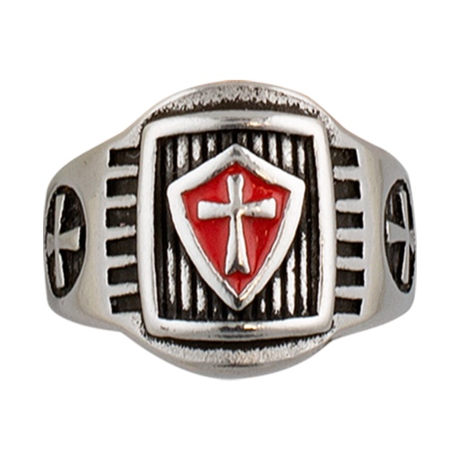 [09981-19] ANILLO TEMPLARIO CRUZ NEGRO-ROJO (19)