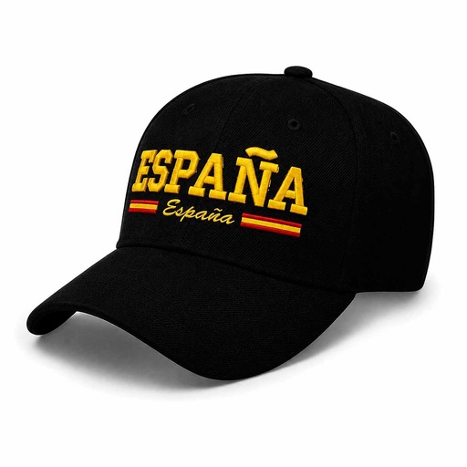 [920408] GORRA ESPAÑA BORDADA 2 TIRAS LATERALES NEGRA
