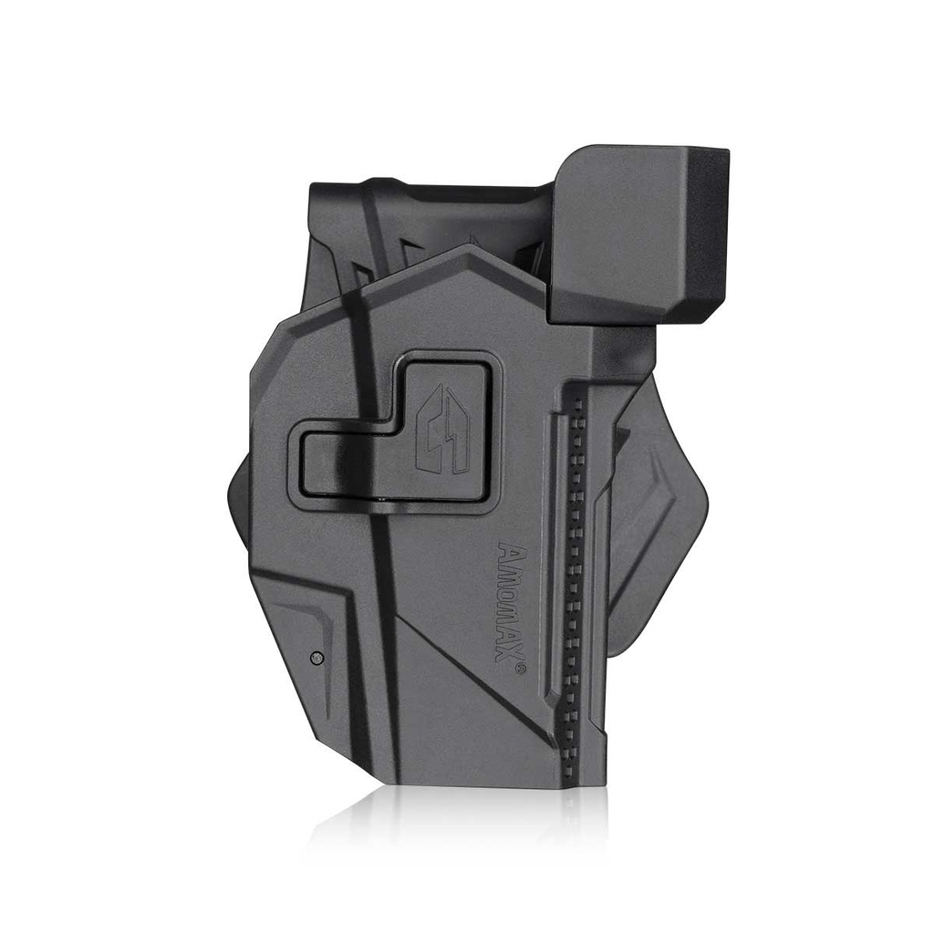 FUNDA PISTOLA RIGIDA AMOMAX GLOCK & CZ P10C CON ADAPTADOR RED DOT NEGRA