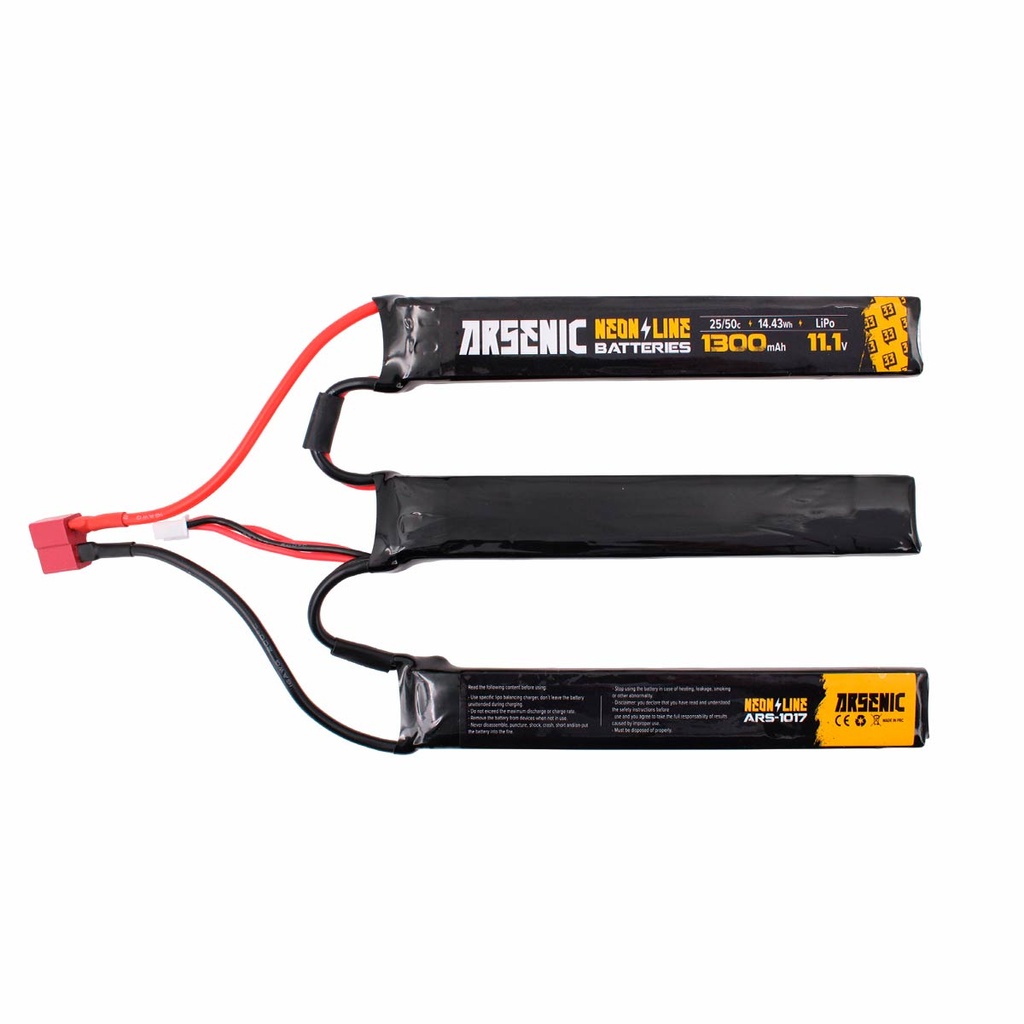 BATERIA ARSENIC PRO LIPO 11.1V 1300MAH 25C/50C 3STICK T-DEAN NEGRA