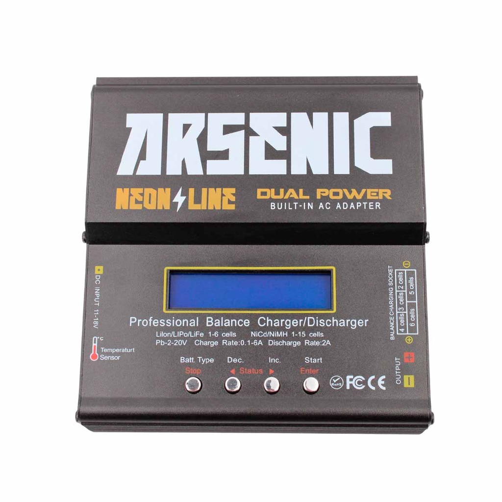 CARGADOR BATERIA ARSENIC B6AC BALANCEADOR LIPO/LIFE/NIMH 80W NEGRO