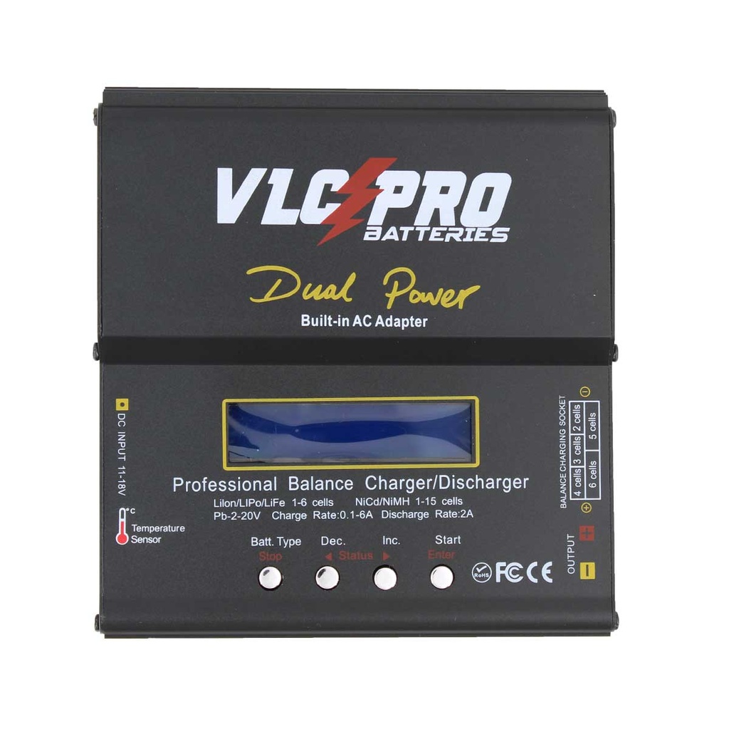CARGADOR BATERIA VLC PRO B6AC BALANCEADOR LIPO/LIFE/NIMH 80W NEGRO