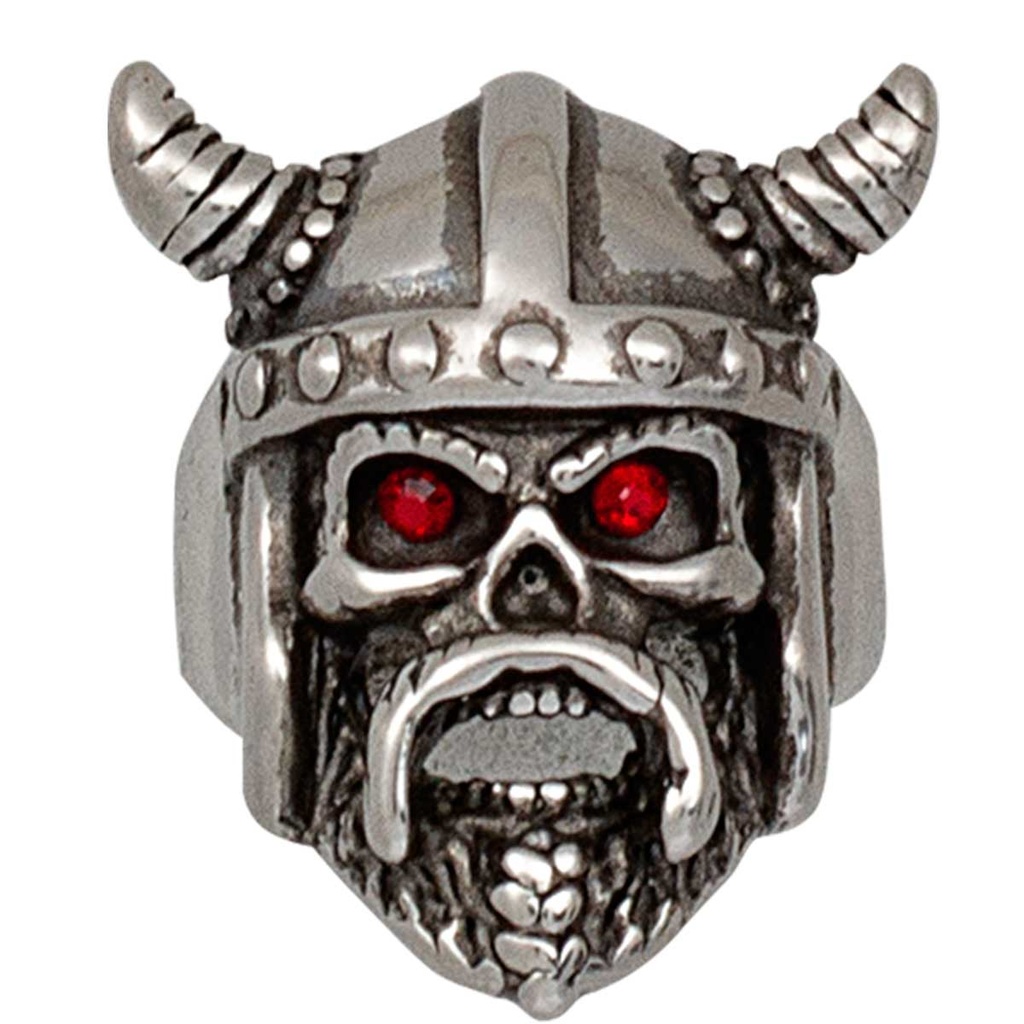 ANILLO VIKINGO OJOS ROJOS PLATA