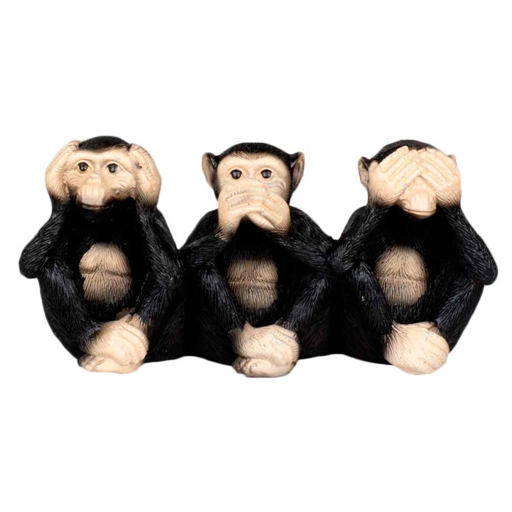 FIGURA RESINA SET 3 MONOS SABIOS NEGRO
