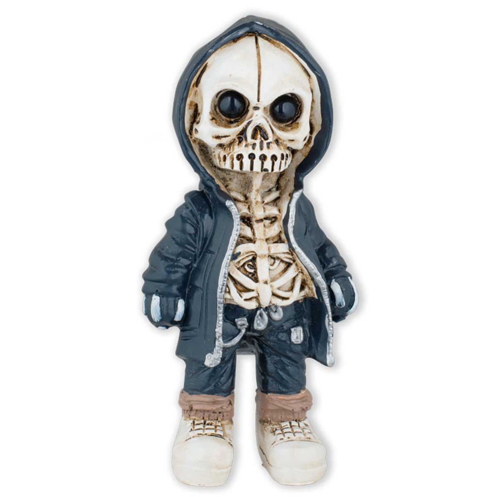 FIGURA RESINA NIÑO ESQUELETO HIP-HOP NEGRO