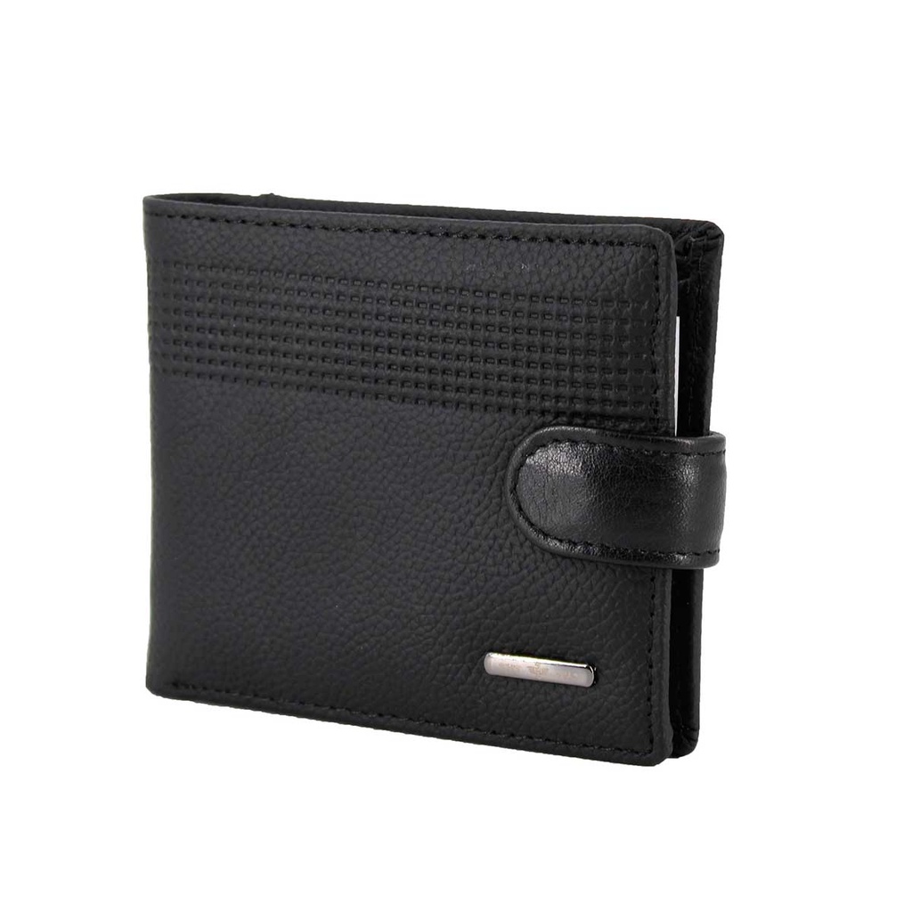 CARTERA PIEL GRABADO CIERRE NEGRA