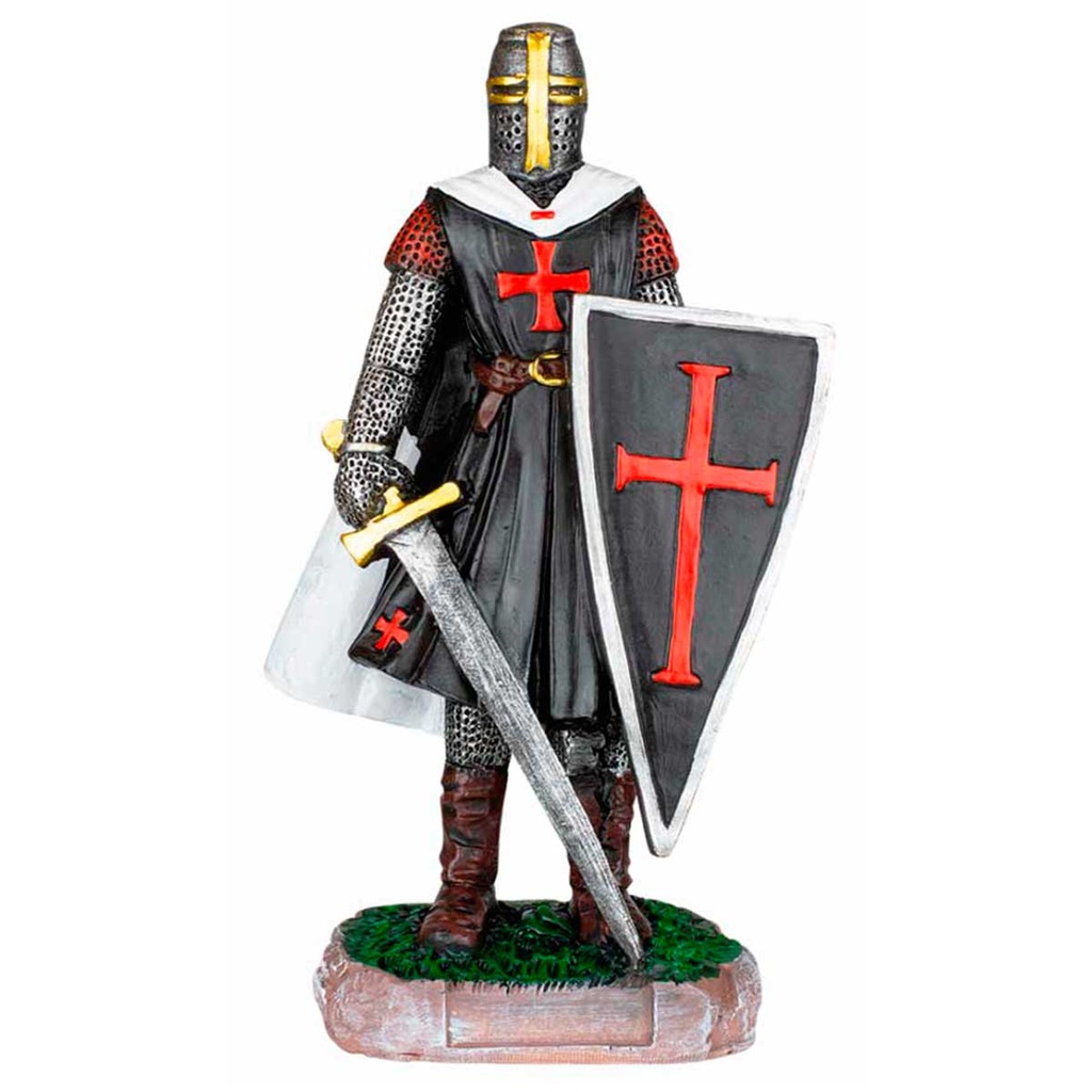 FIGURA TEMPLARIO ESPADA Y ESCUDO 8 CM NEGRO