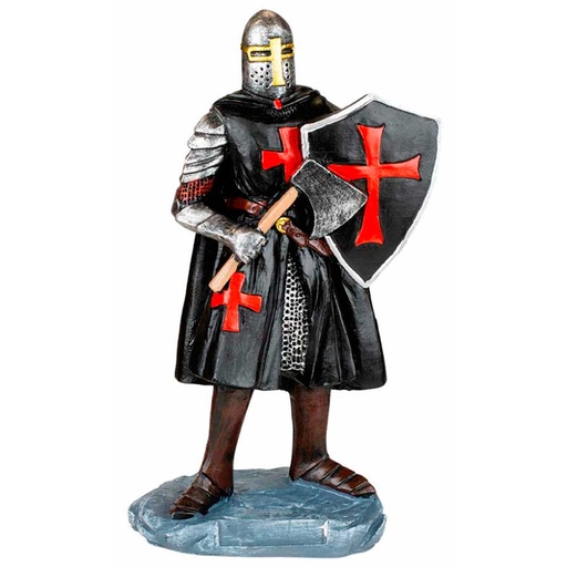 [39527] FIGURA TEMPLARIO HACHA Y ESCUDO 18 CM NEGRA