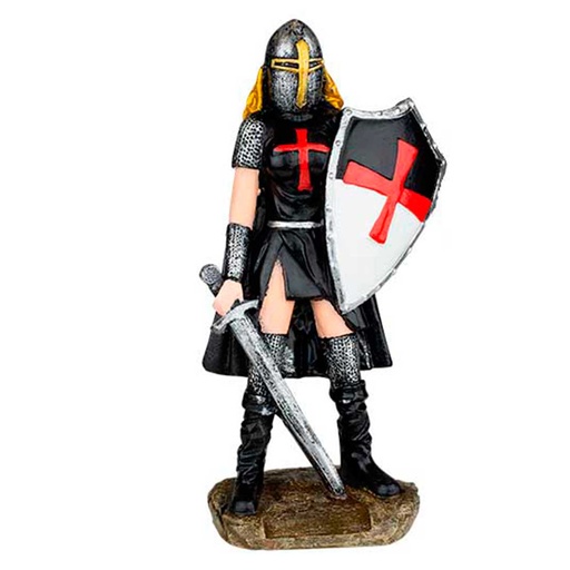 [39538] FIGURA TEMPLARIA ESPADA Y ESCUDO 12 CM NEGRA