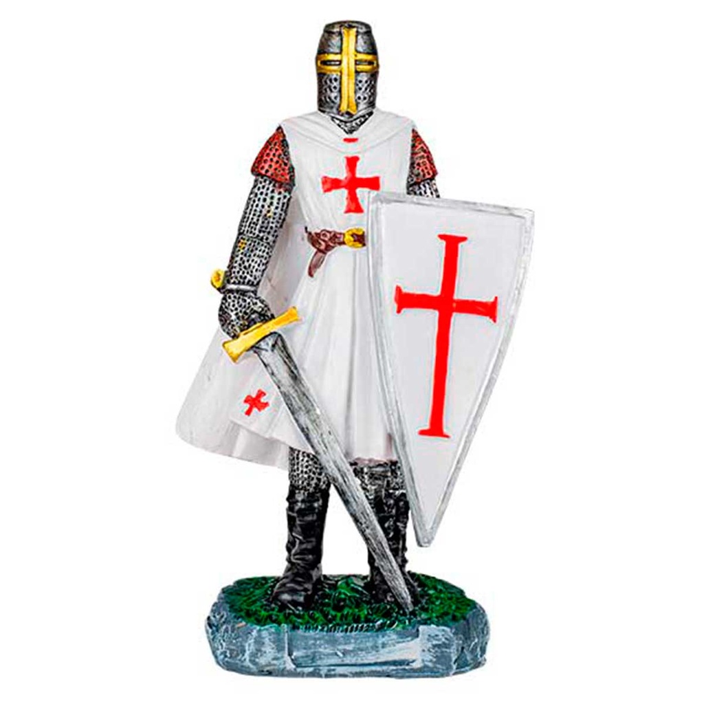 FIGURA TEMPLARIO ESPADA Y ESCUDO 8 CM BLANCO