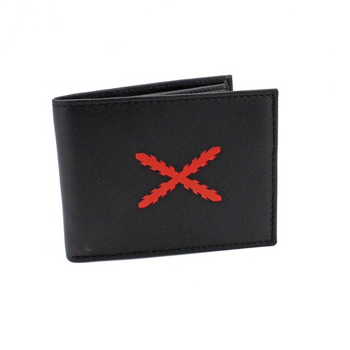 [070-BORGOÑA] CARTERA PIEL BORGOÑA BANDA ESPAÑA NEGRA