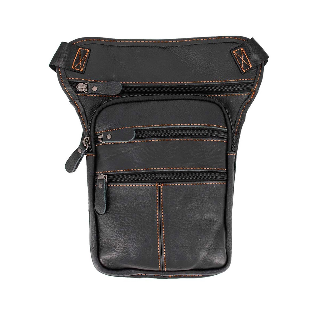 BOLSO PIERNA PIEL CREMALLERA NEGRO