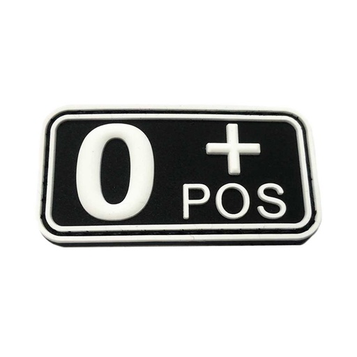 [IW-08262-WH] PARCHE IMMORTAL PVC GRUPO SANGUINEO 0 POSITIVO NEGRO