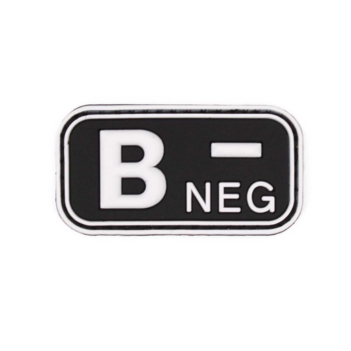 [IW-08282-WH] PARCHE IMMORTAL PVC GRUPO SANGUINEO B NEGATIVO NEGRO