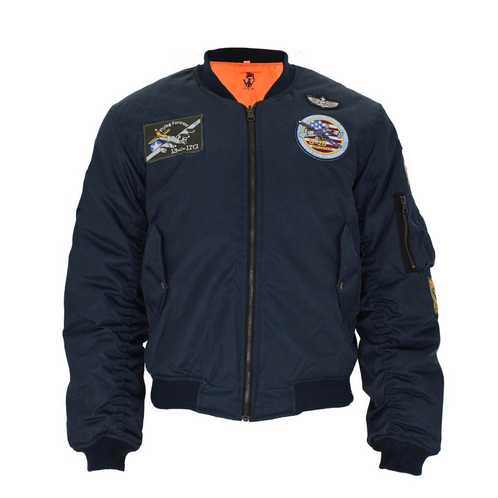 CAZADORA BOMBER IMMORTAL PARCHES MARINO