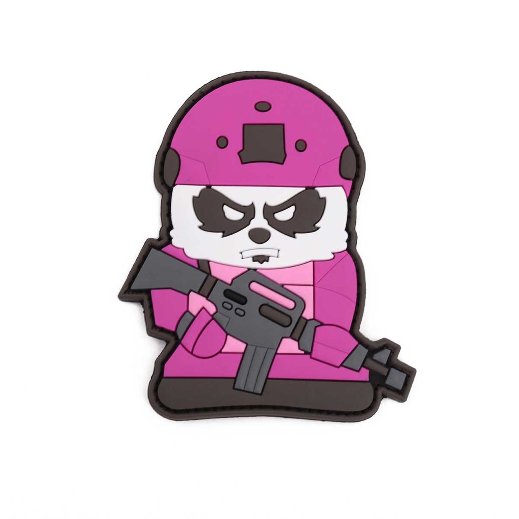 PARCHE IMMORTAL PVC 3D OSO PANDA TACTICO C/FUSIL ROSA